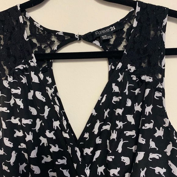 Cat / Kitten Print Black & White Forever 21 Dress - Picture 3 of 6